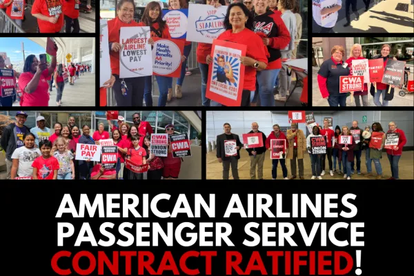 American Airlines agents stand in solidarity